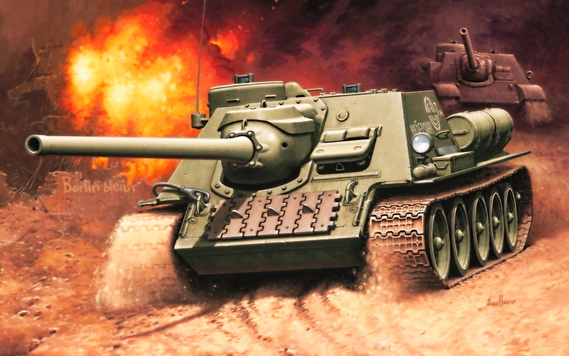 figure, protection, fire - natural phenomenon, battle, machine gun, explosive, government, tank, armored tank, self-propelled artillery, war, USSR, aggression