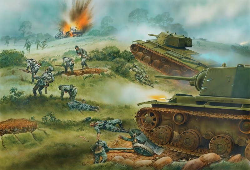 armored Tank, weapon, illustration, warning sign, men, 1080P, Soviet, military, fighting, KV-1, people, heavy tanks, outdoors, tanks, fire - Natural Phenomenon