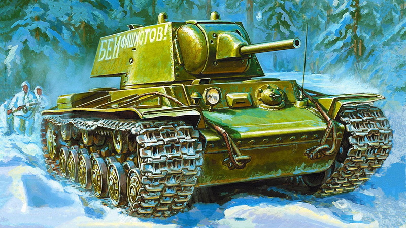 KV-1, offensive, Klim Voroshilov, winter, Soviet heavy tank, 1080P