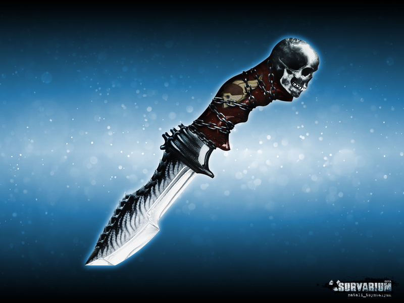 engraving, the bandits, knife, blue, black market, metal, nomads, chain, concept art, bikers, edged weapons, art, photoshop, bandit, skull, the concept