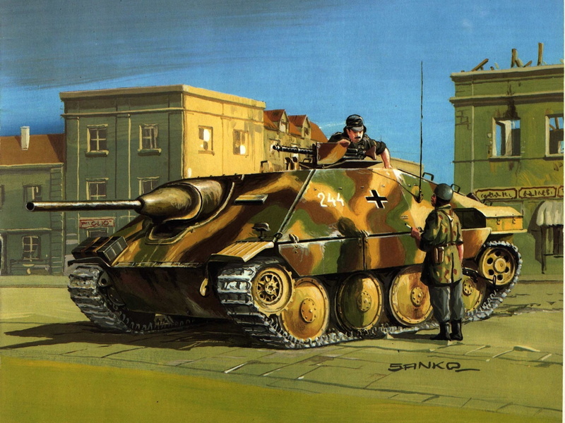 plans, the city, artillery, street, soldiers, German, the conversation, 1080P, self-propelled, easy, figure, installation, " Hettser, WW2, Tank destroyers