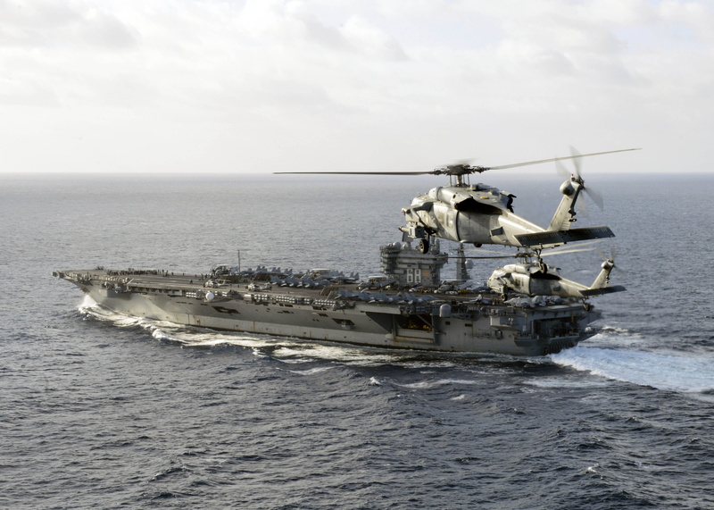 MH-60S Sea Hawk helicopter, Navy, 4K, army, weapons, aircraft carrier USS Nimitz (CVN 68)