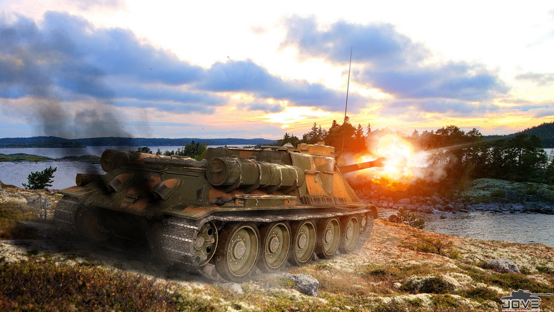 camouflage, no people, russia, war, PT-ACS, water, USSR, 1080P, land Vehicle, armed Forces, SU 100, the past, history, military, machinery, digital, army
