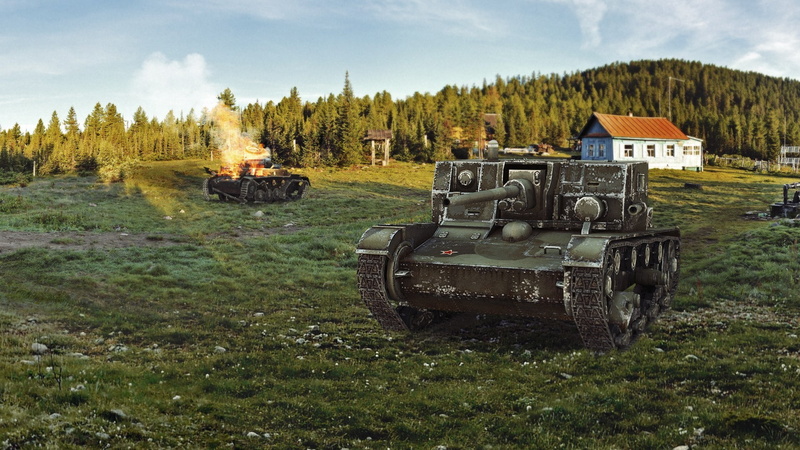 land, scenics - nature, sky, black, The at-1, landscape, military, 1080P, forest, tank, travel, field, mode of transportation, WoT, Wargaming.net, transportation