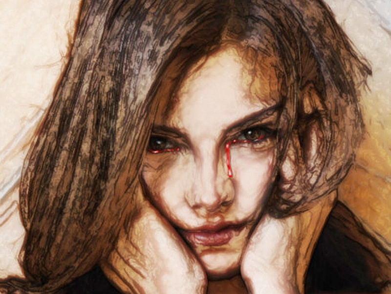 human eye, human hair, hairstyle, long hair, beautiful woman, women, 720P, eye, looking at camera, bruise, close-up, one person, messy, fear, dirty, adult