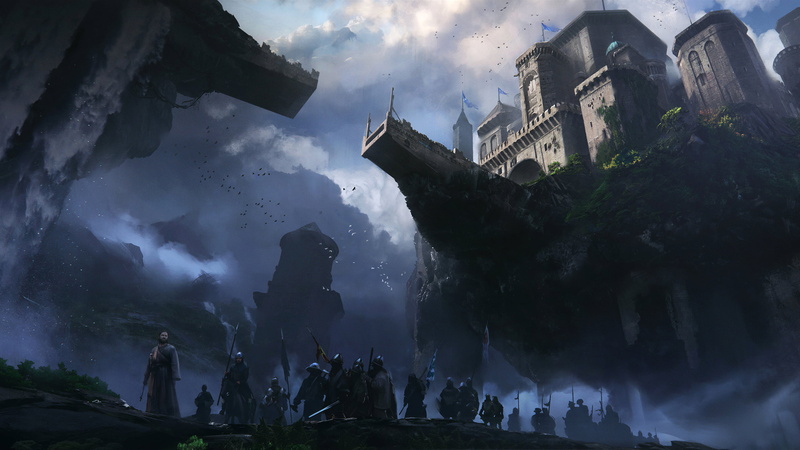 mist, concept art, Nikola Sinitsa, castle, medieval, artwork, 2K, digital, fantasy art
