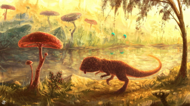 720P, digital art fantasy art nature the elder scrolls iii morrowind fan art video games painting creature trees mushroom