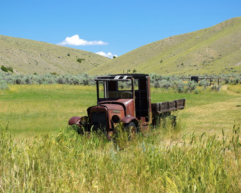 land, automobile, mode of transportation, scrap, rustic, rusted, truck, pickup, car, vintage, mountains, ghost town, nature, no people, abandoned international truck