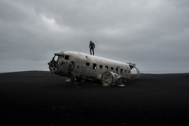sky, cloud - sky, plane, man, airplane, abandoned, mode of transportation, people, obsolete, travel, decline, transportation, 8K, nature, adult, daytime