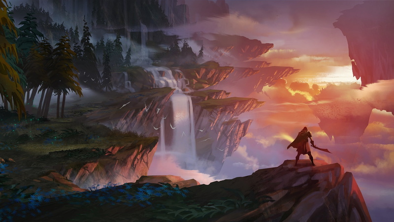 video games, sunset, Dauntless (VideoGame), Trees, landscape, 1080P