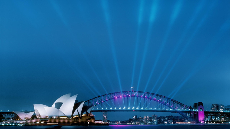 bridge, dusk, house, harbour, ambient, opera, light, australia, lights, sydney, 1080P