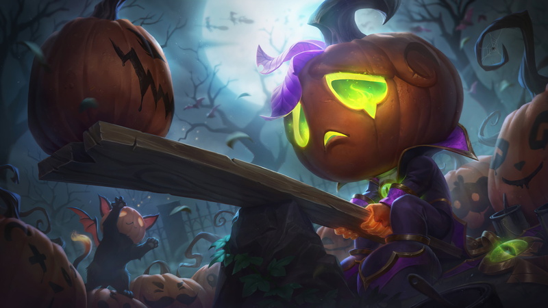 Riot Games, Amumu (League of Legends), League of Legends, pumpkin, 4K, Amumu, Halloween