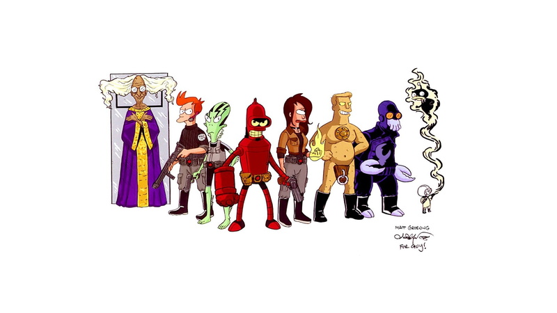 professor, fry, dr, leela, alternative, bender, zoidberg, farnsworth, bran, 1080P, Futurama, hd, art, turanga, zapp, hellboy