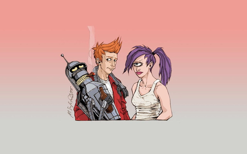 turanga, leela, art, x, fry, 720P, Futurama, alternative, hd, bender