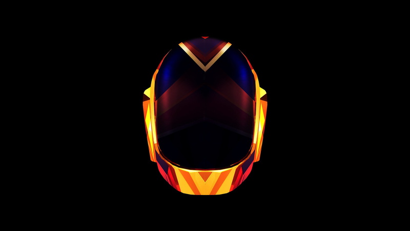 digital art, music, black, orange, 2K, Daft Punk