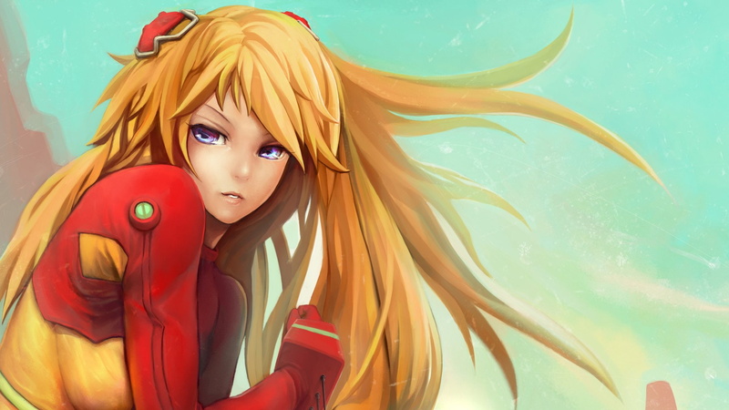 hairstyle, beautiful people, portrait, hair, looking at camera, art and craft, adult, young adult, Evangelion, women, one person, blond hair, young women
