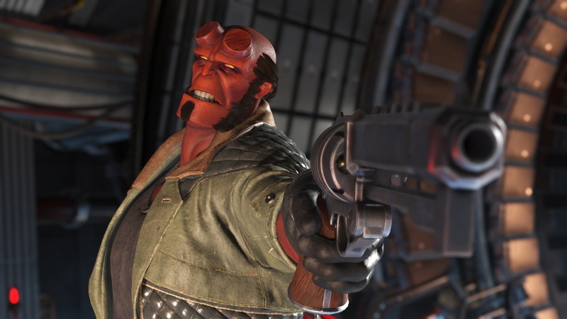2017 games, waist up, looking, holding, hellboy, injustice 2, standing, protection, metal, men, 1080P, one person, safety, real people, working, clothing