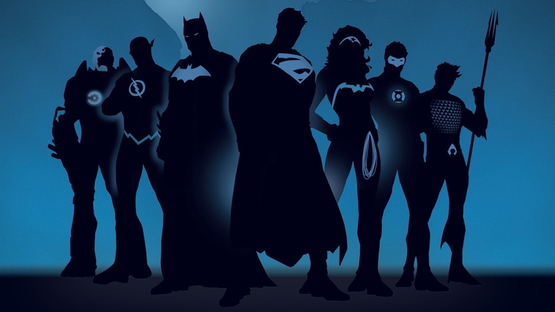 event, human limb, minimalism, people, Flash, artwork, The Flash, superman, Silhouette, Blue Background, Green Lantern, women, arms raised, men, blue, group of people