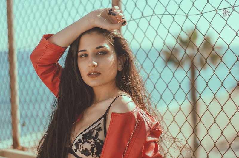 1080P, red jackets, Ruben Cid, long hair, women, model, 500px, fence, arms up