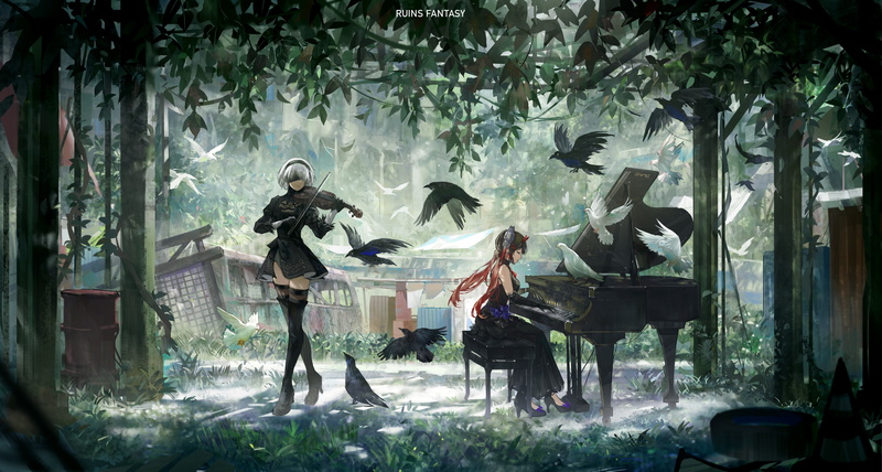 Nier: Automata, video game art, Orchid Dale, YoRHa 2B, NieR, 5K
