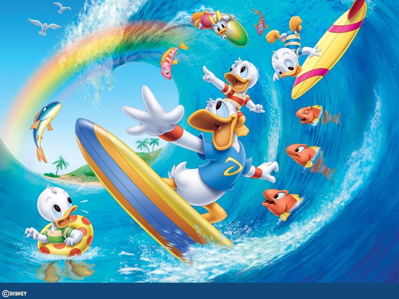 Blue, FISH, art, 720P, Donald Duck, duck, hd, dui, surfing, donald, anime, baby