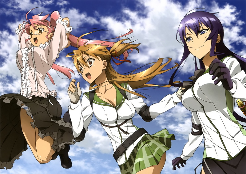Highschool Of The Dead, Anime, Saya Takagi, Rei Miyamoto, Saeko Busujima, 2K