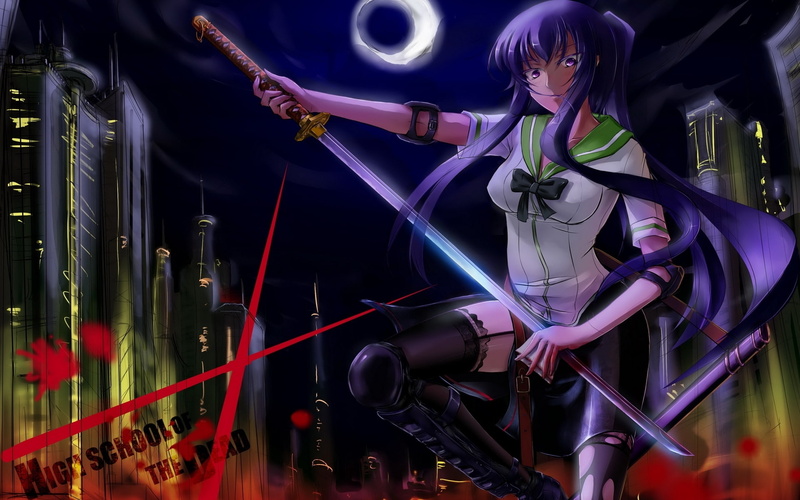 highschool of the dead, busujima, anime, x, art, highschool, dead, Katana, girls, hd, hot, saeko, 1080P
