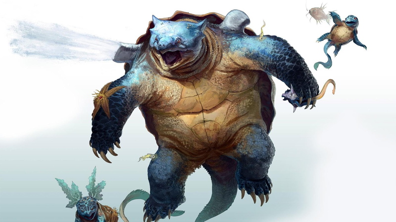 animal themes, statue, nature, fantasy art, mouth open, one animal, animal wildlife, painting, close-up, sky, Wartortle, creativity, animal head, animal representation