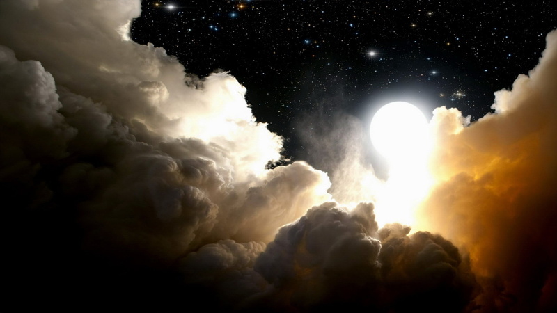 night, moon, clear sky, clouds, stars, sky, clear, 1080P