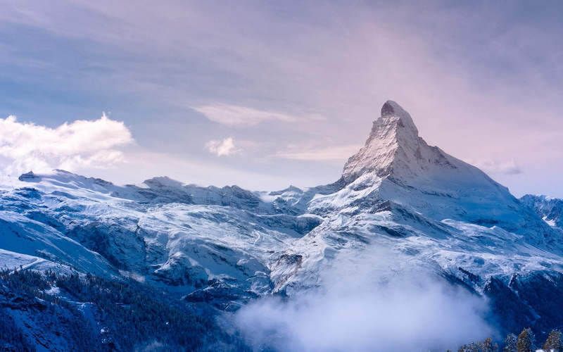 1080P, clouds, snow, peak