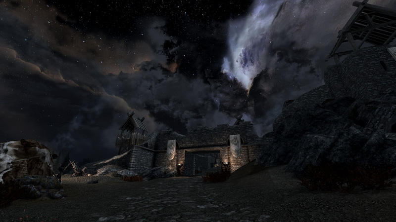 clouds, hd, night, 1080P, elder, video games, skyrim, stars, scolls