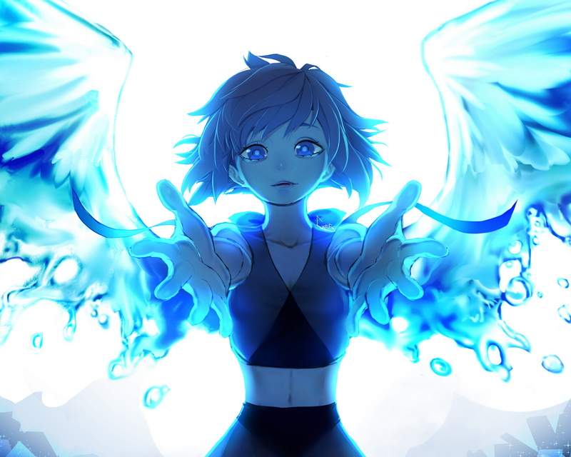 Blue Eyes, Steven Universe, Blue Hair, 4K, Wings, TV Show, Girl