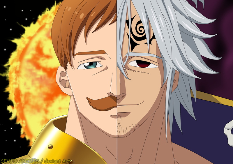 Grey Hair, 2K, Anime, Brown Hair, Estarossa (The Seven Deadly Sins), Escanor (The Seven Deadly Sins), The Seven Deadly Sins, Sun, Brown Eyes, Blue Eyes