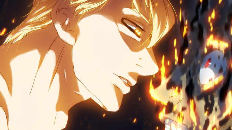 anime, vampire (anime), anime men, 4K, burning, Nanatsu no Taizai, anime boys, Escanor, Seven Deadly Sins, fire