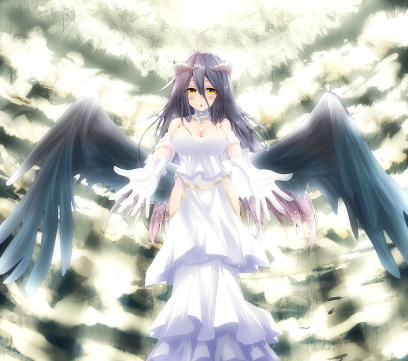 Albedo (Overlord), sky, Anime, nature, young adult, outdoors, front view, real people, Overlord (Anime), belief, Overlord, one person, low angle view, celebration