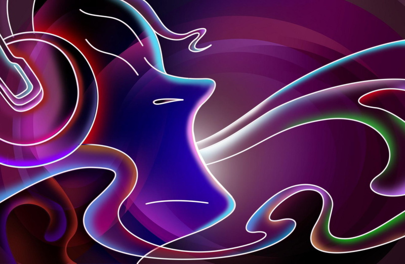 wearing, colorful, 3d and abstract, guy, abstract, headphones, neon, 1080P, music