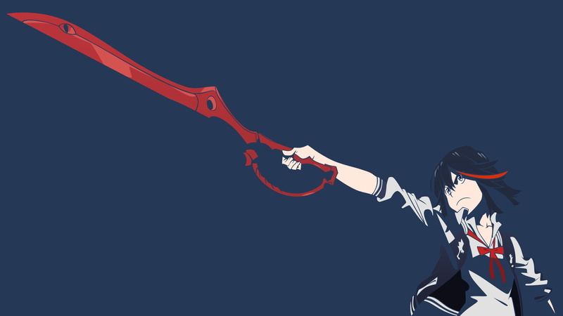 Kill la Kill, low angle view, body part, copy space, representation, side view, red, metal, Matoi Ryuuko, blue, single object, 1080P, limb, no people