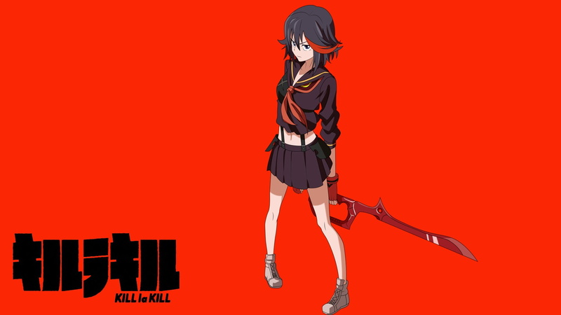 1080P, fashion, adult, red, young women, females, full length, studio shot, arms outstretched, Kill la Kill, clothing, Matoi Ryuuko, colored background
