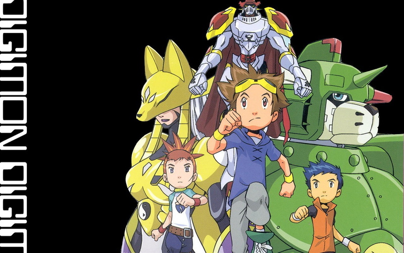 Digimon Adventure, black background, male likeness, women, studio shot, adult, 720P, art and craft, representation, human representation, females, standing