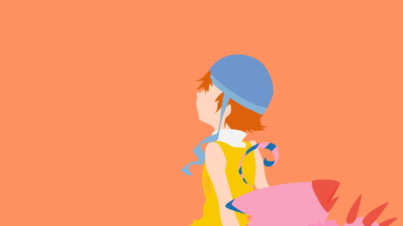 anime, simple background, 1080P, anime girls, Digimon, minimalism