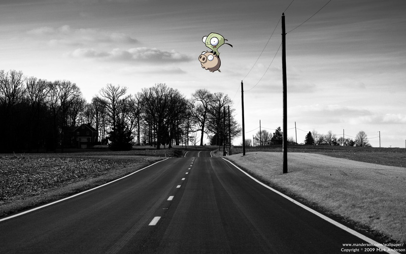 Zim, Pigs, Trees, selective, Gir, 1080P, coloring, roads, Invader