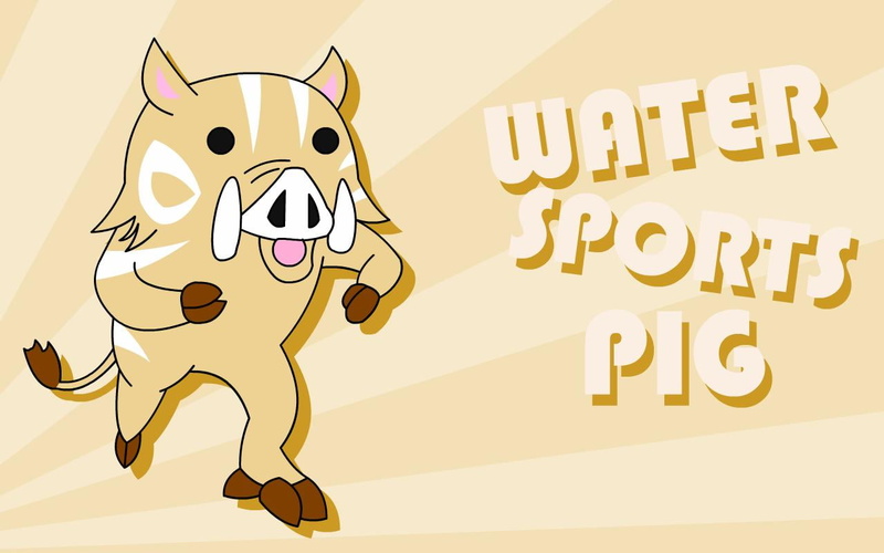 cartoon, communication, Water Sports, illuminated, smiling, pig, event, happiness, celebration, motion, sign, illustration, sport, food, emotion, mammal