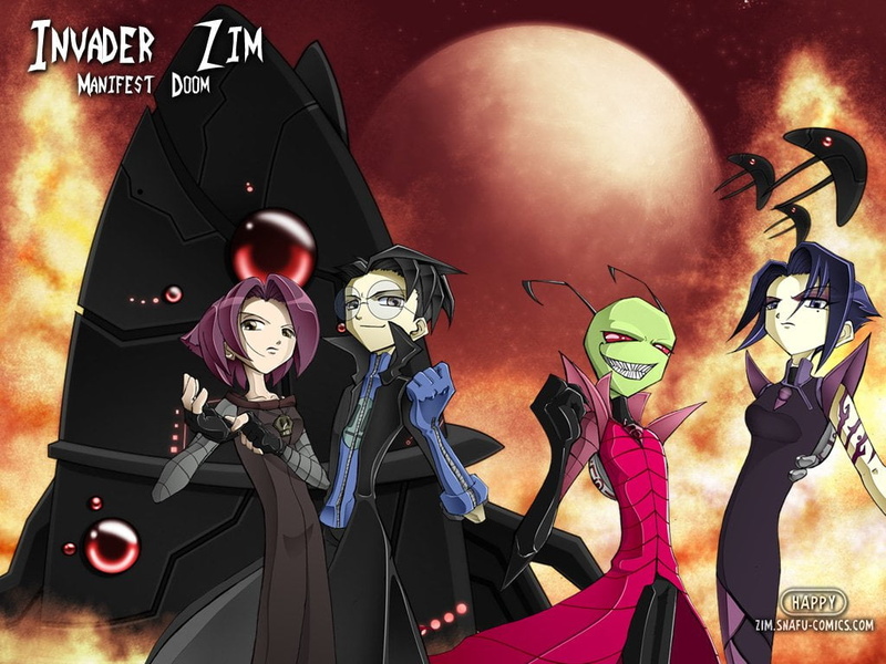 digital, people, Invader Zim, music, female likeness, night, male likeness, human representation, spooky, 480P, zim, variation, TV Show, invader