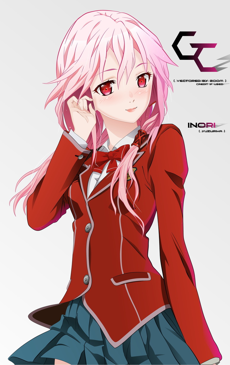 vector, hd, red, art, people, pink hair, 4K, x, eyes, crown, pink, girls, hair, yuzuriha, manga, inori, anime, guilty, skirts