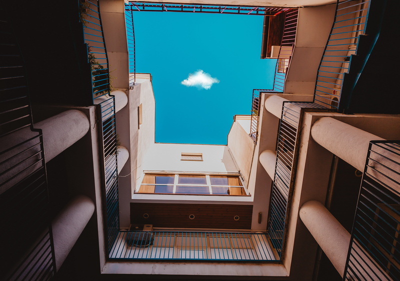 photography, modern, urban Scene, building Exterior, street photography, building, buildings, urban, cloud, staircase, blue, architecture, cityscape, design