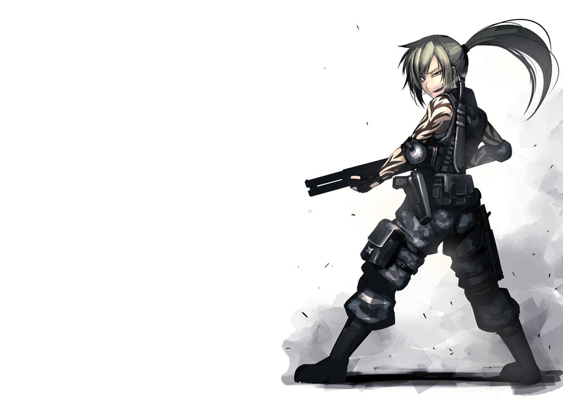 ponytail, weapon, 720P, blonde, tattoo, long, knife, boots, armor, hair, gun, smoking, hellshock, cigarette, original