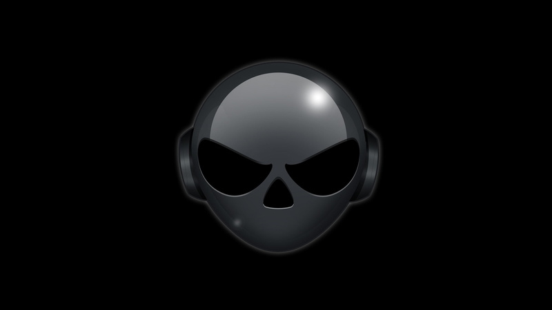 reflection, security, no people, aliens, minimalism, indoors, black background, single object, close-up, illuminated, head, dark, protection, simple background