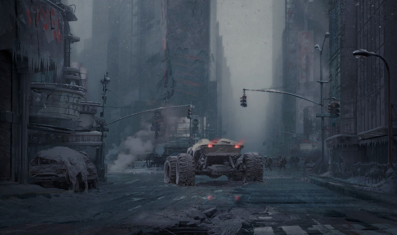 futuristic, 1080P, car, city, ruin, artwork