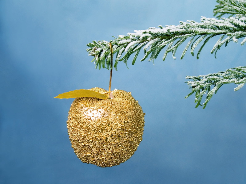 celebration, 720P, hanging, close-up, sky, ripe, ornate, new year, wellbeing, branch, healthy eating, apple, glitter, food, day, blue, christmas Ornament