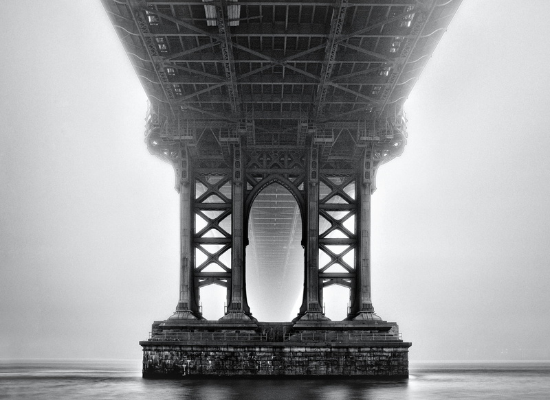 Architecture, Bridge, United States, Seascape, grayscale, Brooklyn, Undies, New York, Commons, Long Exposure, 720P, Travel, Nikon, Fog, Tamron, D750, Cityscape